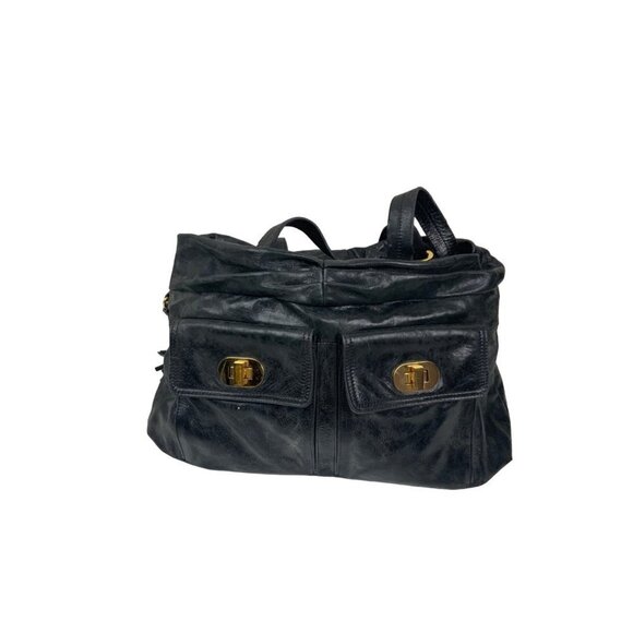 Badgley Mischka Black Large Leather Handbag - Picture 1 of 3